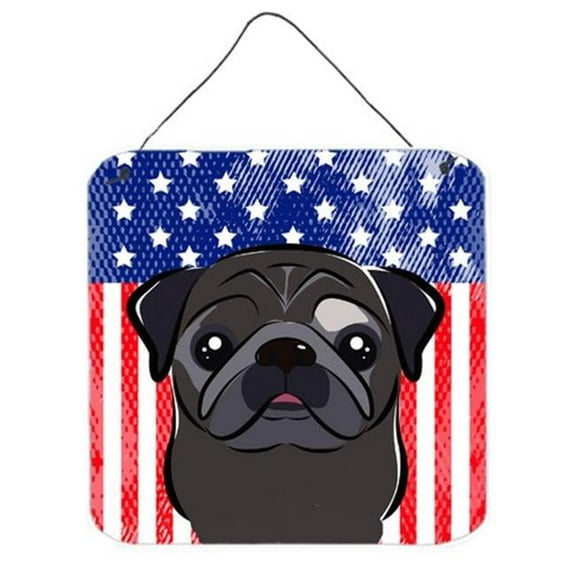 American Flag & Black Pug Wall or Door Hanging Prints