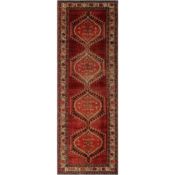 Semi Antique Alanna Red/Ivory Runner, 3'7" x 10'5"
