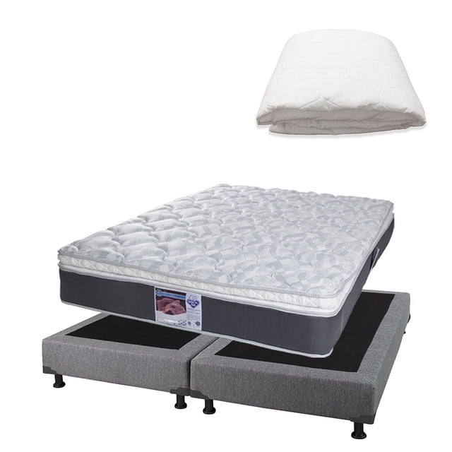 Colchón King Size + Box Plomo + Protector de colchón Spring Air Dicasa Marte