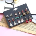 thumbnail image 2 of Juego de 9 pares de pendientes navideños para mujer, bonitos regalos festivos de joyería, 2 of 3