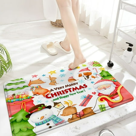 

Merry Christmas Entrance Door Mat Happy New Year Low Profile Tradition Christmas Decor Welcome Doormat Non-Slip Carpet Rugs Floor Mat