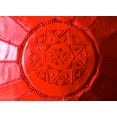 thumbnail image 2 of Ikram Design Stuffed Garnet Tabouret Moroccan Leather Pouf Ottoman, 18" Diameter / 15" Height, 2 of 3