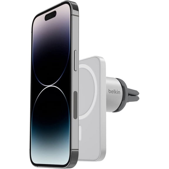 Restored Belkin MagSafe Vent Mount Pro MagSafe iPhone Mount For Car - Silver (Refurbished)
