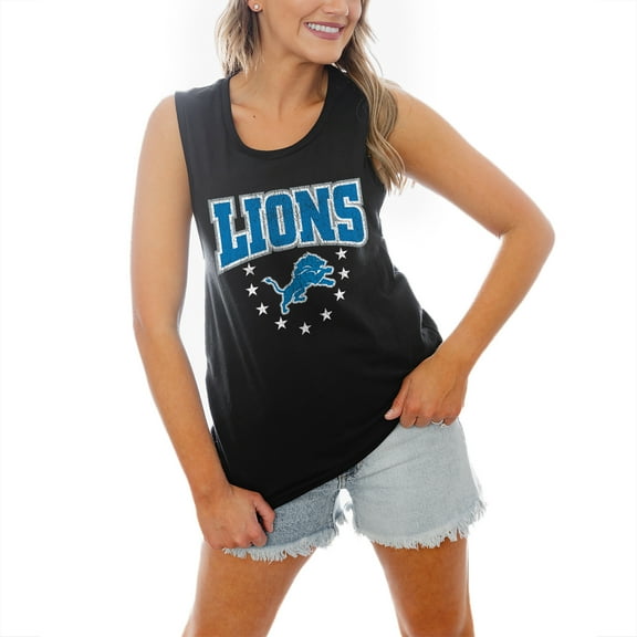 Women's Gameday Couture Black Detroit Lions Baby You're A Star Racerback Scoop Neck Tapered Tank Top