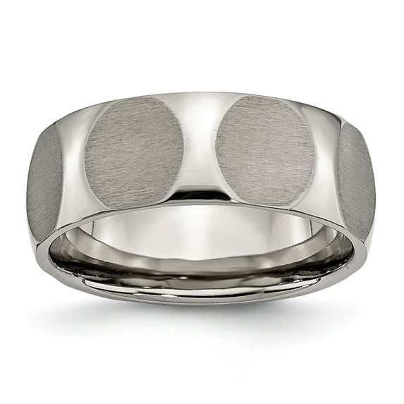 Solid Titanium Faceted 8mm Men's Wedding Brushed Matte Finish Band Ring Size 8