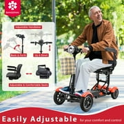 Bangeran Long Range Electric Medical Scooter 25 MILES, Powerful Li-on Battery Large Seat, Foldable Portable - Matte Red