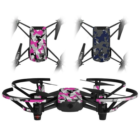 Image of Skin Decal Wrap 2 Pack for DJI Ryze Tello Drone Sexy Girl Silhouette Camo Hot Pink Fuschia DRONE NOT INCLUDED