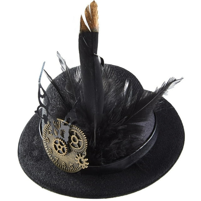 Estilo vintage Steampunk Accesorios Engranajes Talla única Metal Remache gótico para Cosplay Boda Halloween Hombres Zulema sombreros de copa negros