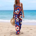 thumbnail image 3 of Iaqnaocc 4th Of July Women's Jumpsuits Plus Size American Flag Floral Print Sleeveless Wide Leg Summer Adjustable Strap Patriotic Party Freedom Jumpsuits Overalls Multicolor XL, 3 of 4