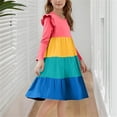 thumbnail image 5 of Youth 5-15Y Tiered Cake Dress Color Block Round Neck 2026 Spring Dresses for Youth Flutter Sleeve A-Line Twirly Skater, 5 of 6
