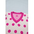 thumbnail image 6 of Women's Pink Polka Dot Sweater Top – V-Neck Puff Short Sleeve Summer Knit, Casual Shift Silhouette, XL, 6 of 10
