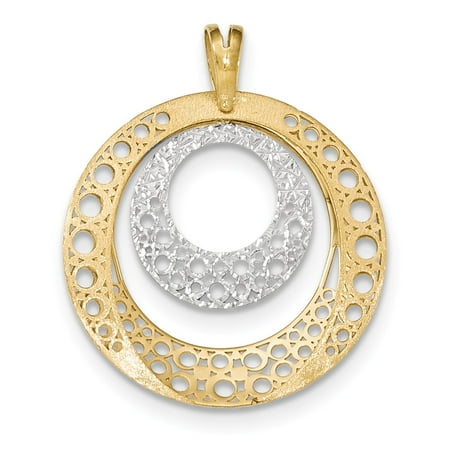 - 14K Yellow & Polished Finish Polished Brushed Diamond-Cut Round Pendant