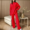 thumbnail image 2 of Ladies' Solid Color Knitted Turtleneck Sweater And Trousers Set For Fall/Winter Elegant And Stylish, 2 of 2