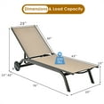 thumbnail image 3 of Gymax Ensemble de 2 Chaises Longues de Patio en Aluminium, Fauteuils Inclinables Réglables avec Roues, Brun, 3 of 10