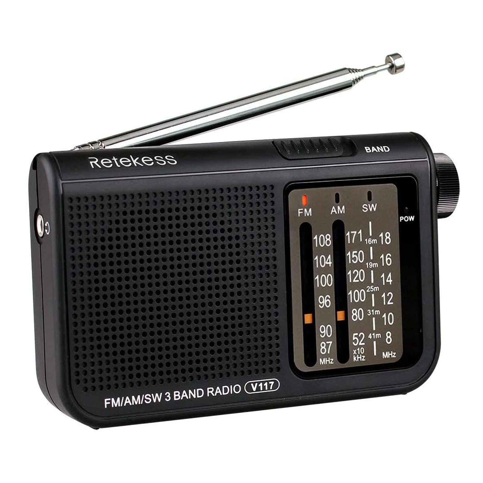 Retekess V115 Digital Radio AM FM, Portable Shortwave Radios, Rechargeable  Radio Digital Tuner and Presets, Support Micro SD and AUX Record, Bass