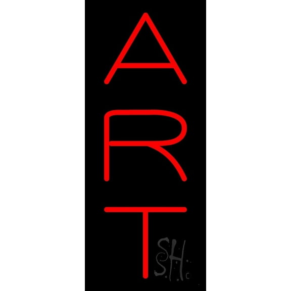 Vertical Red Art 1 LED Neon Sign 15 x 6 - inches, Black Square Cut Acrylic Backing, with Dimmer - Bright and Premium built indoor LED Neon Sign for art gallery, and exhibition.