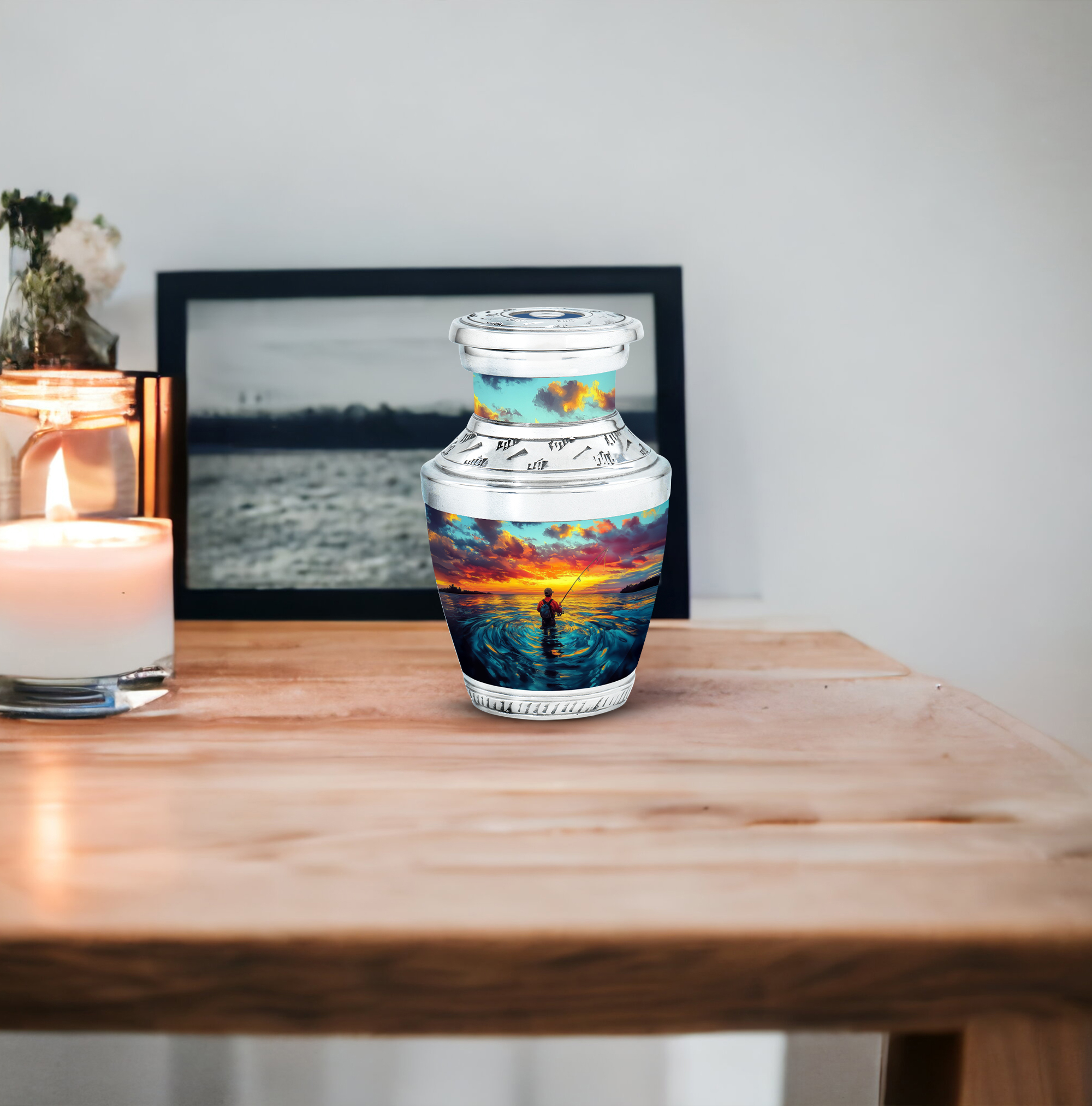 SABURIAL Fishing Urn - Decorative Urns For Mom & Dad - 3 Inch - Pack Of 4 - Unique For Adult Human - Mini Cremation Urns For Ashes - Burial Urn For Male & Female