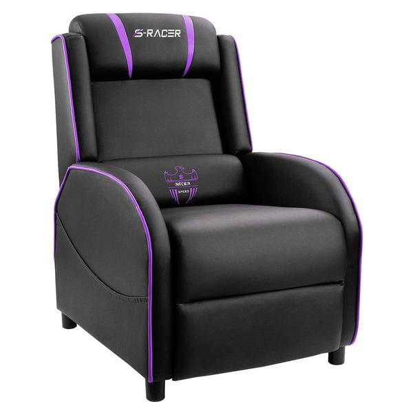 Walnew Gaming Recliner Chair Pu Leather, Purple Leather Recliner Sofa