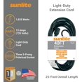 04201SU 40Foot Outdoor Extension Cord Three Grounded Sockets, Light