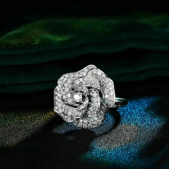 2Ct Round Lab Created Diamond 14K White Gold Plated Rose Women Wedding Ring