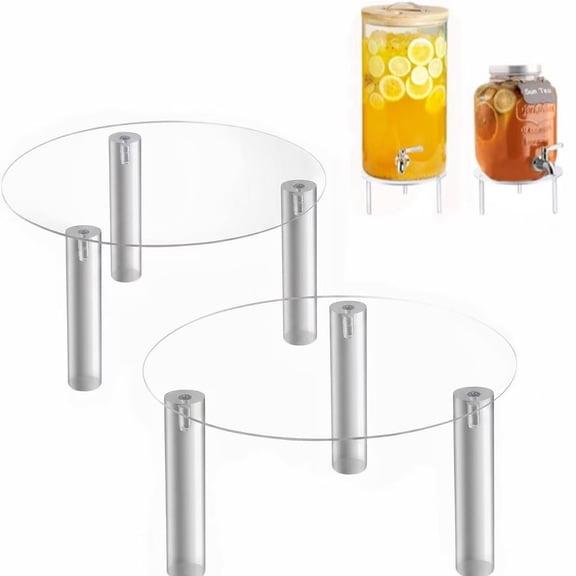 Acrylic Drink Dispenser Stand - 2 Pack Clear Beverage Holder for Parties, Fits 7.87 Inch Jars, Cake and Plant Stand