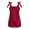 thumbnail image 5 of WAYUTE Womens Sets 2 Piece Outfits Satin Camisole Short Pajama Bow Tie Shoulder Bandeau Top Solid Color Sleepwear for Party Evening, 5 of 5