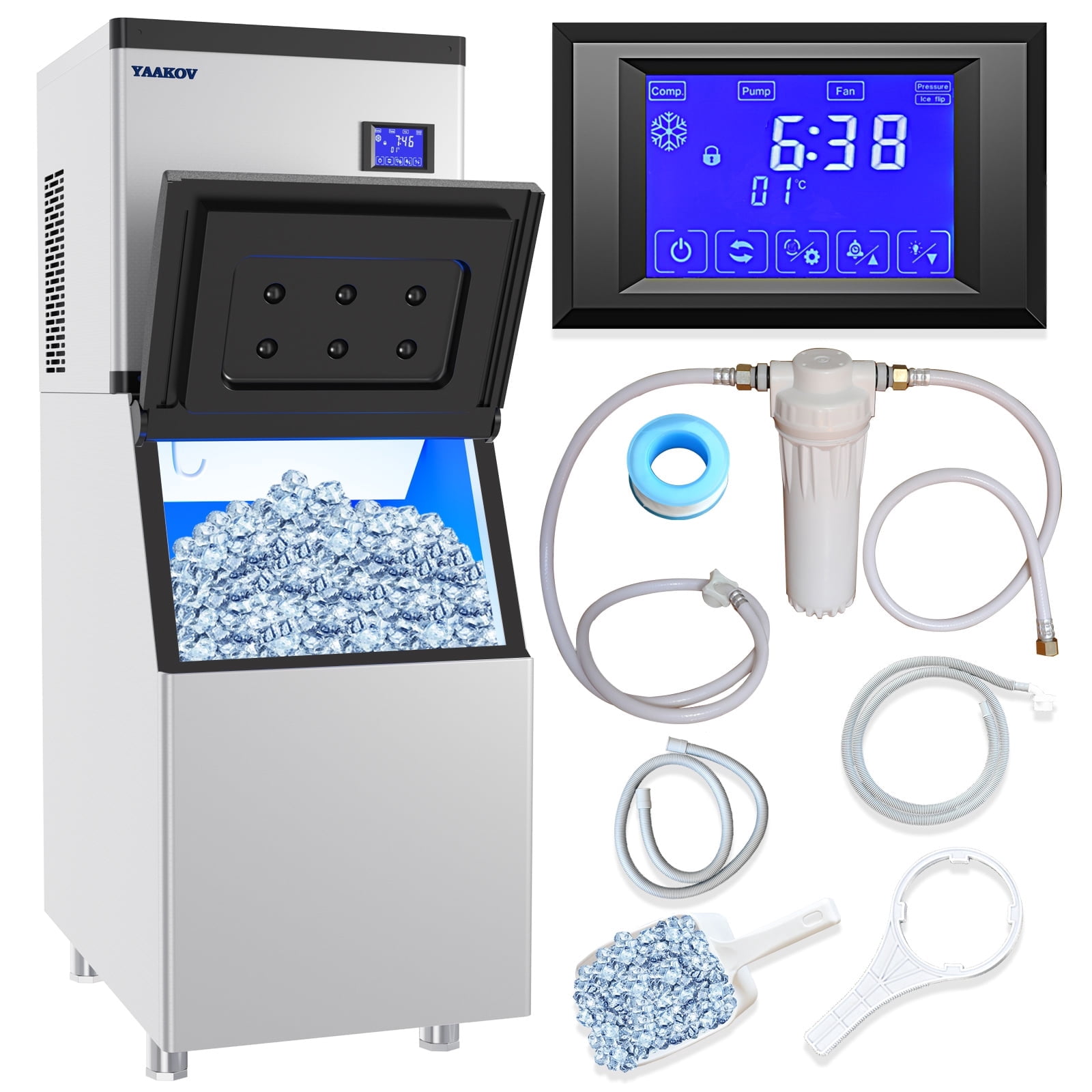 YAAKOV Commercial ice Machines 550LBS/24H Commercial ice Maker Machine with 400LBS Ice Maker Commercial
