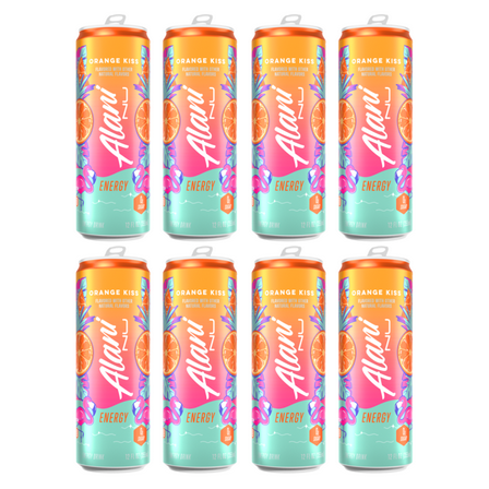 Alani Nu Energy Drink Orange Kiss Flavor 12 fl oz Cans, 8 Pack Low Calorie Sugar Free Energy Beverage