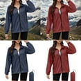 thumbnail image 2 of Windproof Hooded Rain Jackets For Women Lightweight Long Sleeve Zip Up Raincoat Water Resistant Packable Outerwear, 2 of 9