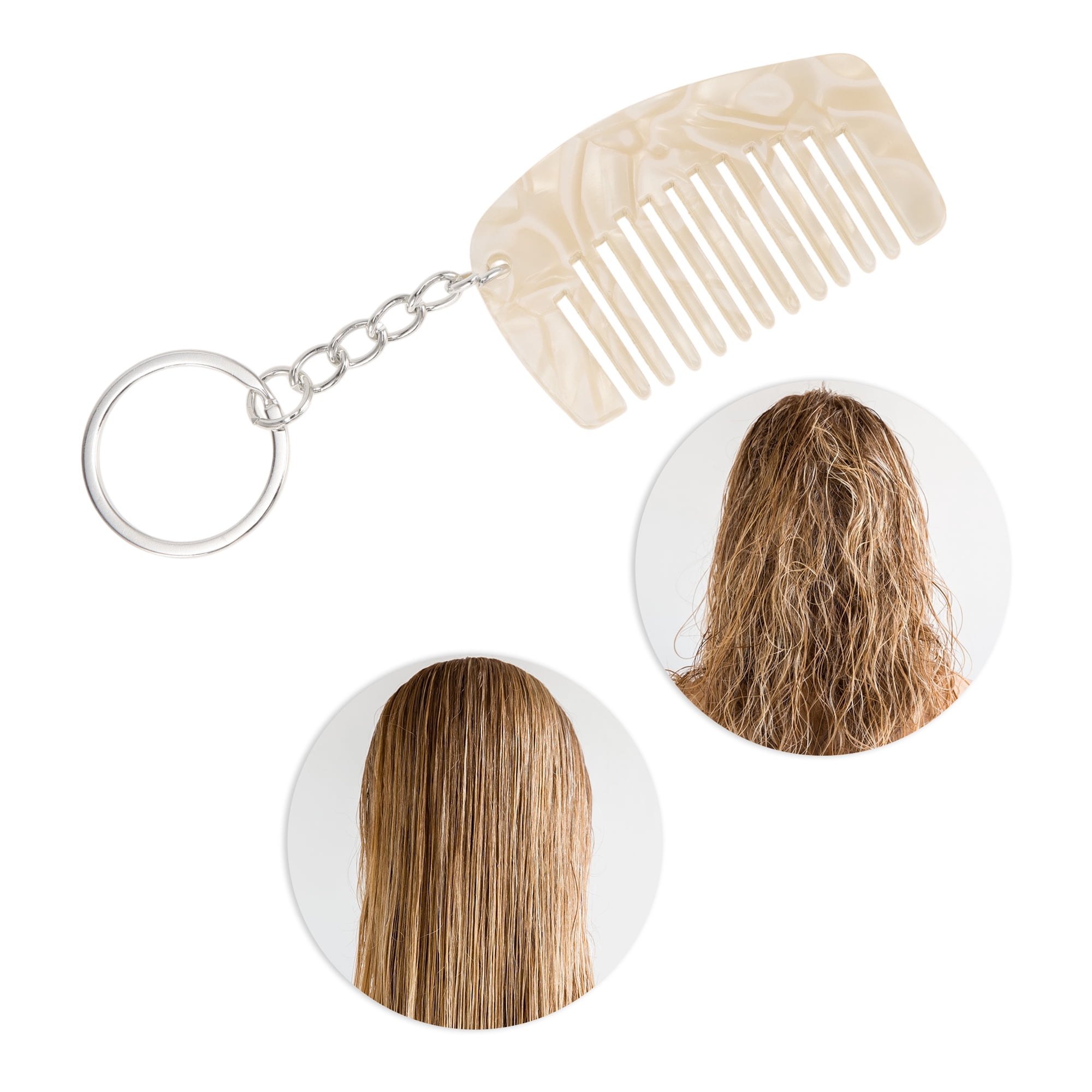 Unique Bargains 1 Pc Durable Mini Keychain Hair Comb for All Hair Types Styles Beige