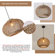 LittleGlovo Woven Rattan Pendant Light,Hand-Woven Water Plants Rattan Chandelier Boho Wicker Coastal Retro Ceiling Chandelier Lighting