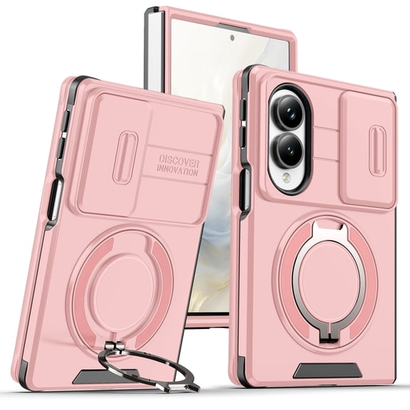 Corliven for Samsung Galaxy Z Fold8 Case with Sliding Camera Cover, Kickstand and Shock Absorbing Protection, Pink