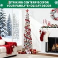 thumbnail image 2 of Takywep 7.5FT White Slim Pencil Christmas Tree with Snow Flocking, Pre-Decorated, 329 Tips, 251 Warm Decor, Sturdy Iron Stand for Apartment, Corner, Office, Indoor Holiday Home Décor, 2 of 7
