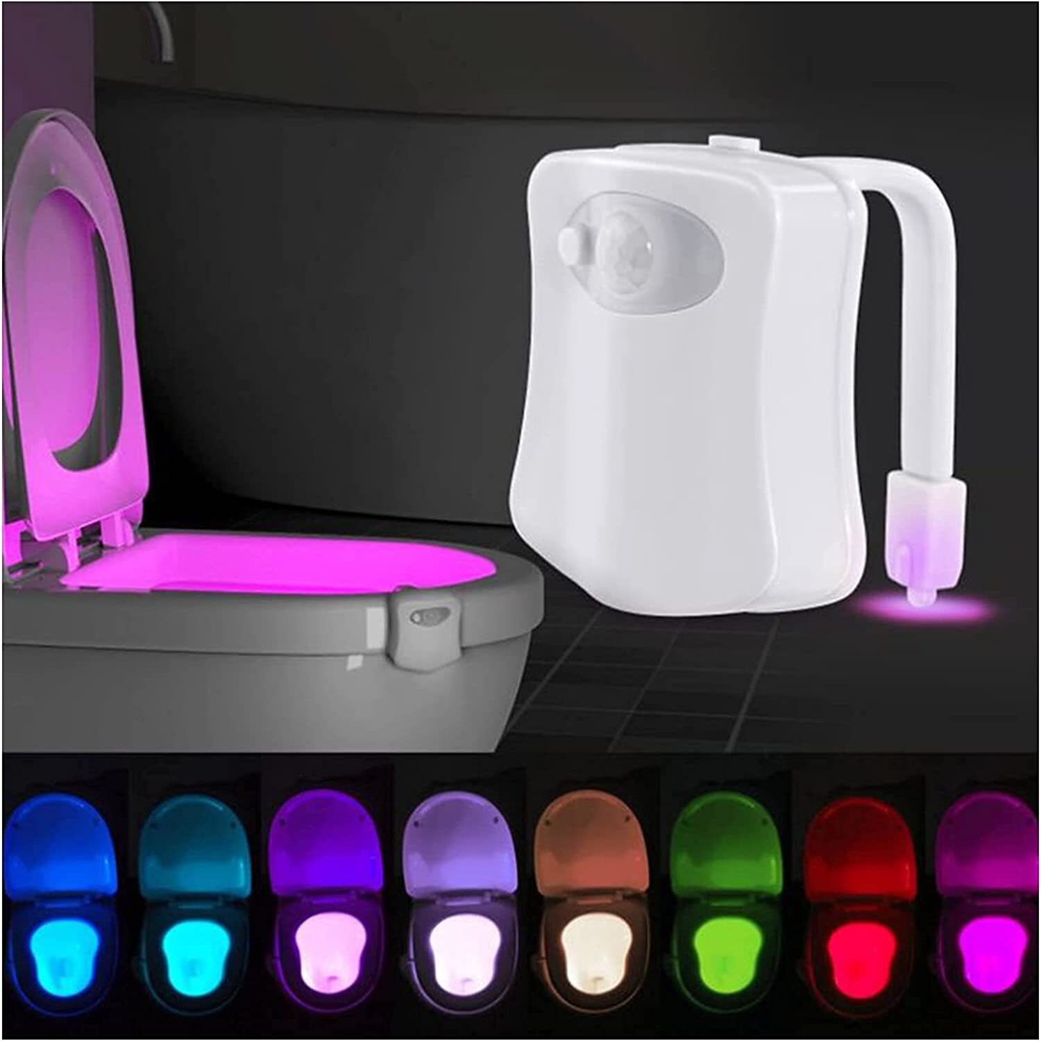 jQMUHLC Toilet Bowl Night Light, 2-Pack, Motion Sensor photo 6