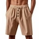 thumbnail image 1 of pstuiky Pantalones cortos de gimnasio, Pantalones cortos de lino con cintura elástica y botones de color liso para hombre, versátiles y a la moda. Pantalones cortos cargo, 1 of 8