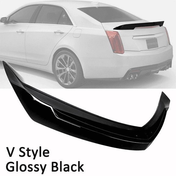 CCPAO Highkick V Style Trunk Wing Spoiler Compatible with Cadillac ATS Sedan 2013-18 Glossy Black