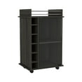 thumbnail image 4 of Carbon Bar Cart . Store Bottles Conveniently. Spacious Top With Metal Rail. Locking Wheels For Easy Movement. Glass Door Cabinet Shelves Ideal Entertaining At Home. Six Wine . Top. Wheels. Drinks, 4 of 4