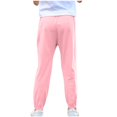 thumbnail image 4 of YOUYEDIAN Boys Cinch Sweatpants Unisex Cotton Comfort Workout Bottoms Summer Lightweight Running Joggers Pants (Pink, 13-14 Years), 4 of 7