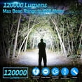 thumbnail image 2 of Linterna potente superbrillante de 120000 lúmenes, 5 modos de luz, linternas LED recargables de alto lúmenes, linternas impermeables IPX6 para exteriores (mediano), 2 of 5