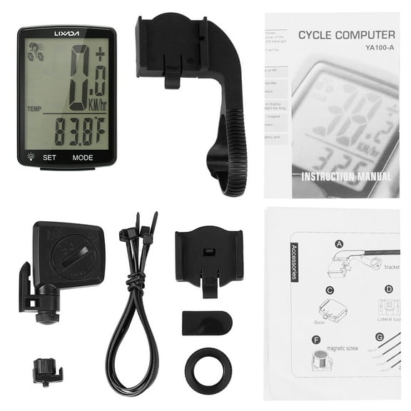 Speedometer LIXADA Wireless Bike Computer Multi Functional LCD Screen  Computer Mountain Bike Speedometer Odometer IPX6 Waterproof Cycle Measurable Temperature Stopwatch
