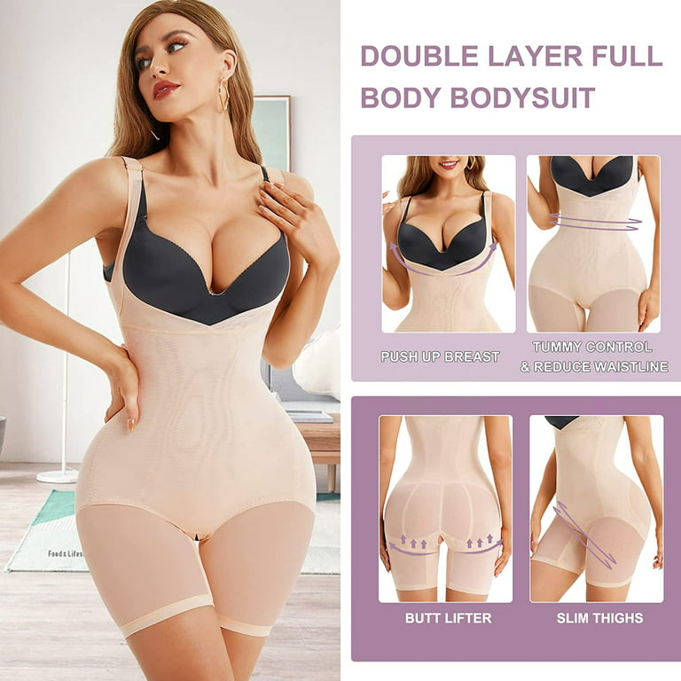 Gotoly Women Tummy Control Shapewear Bodysuit Full Body Waist Trainer Butt  Lifter Girdle Body Shaper Shorts(Beige X-Large) 