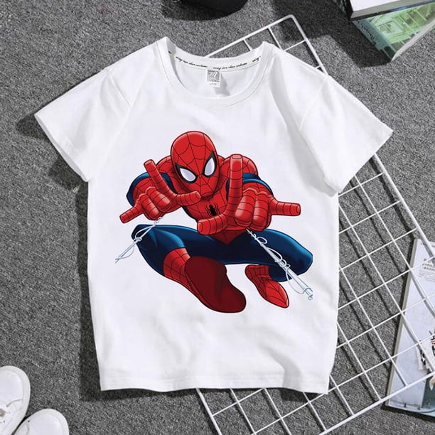 Cute Cartoon Spiderman Familia Ropa a juego Papá Mamá Niños Niñas Trajes a juego Niños Adulto Ropa de verano Camiseta negra Adulto (3XL) Gao Jinjia LED