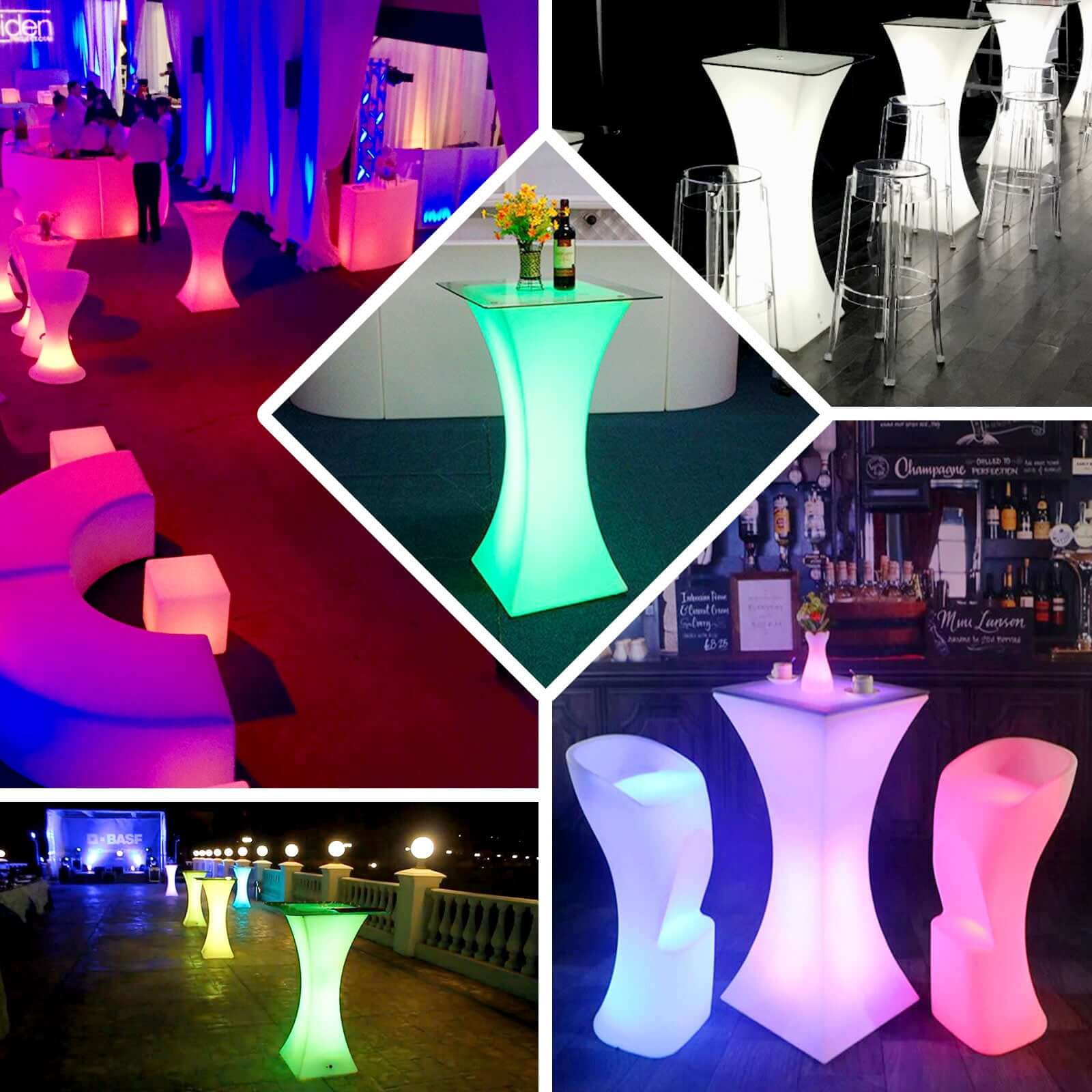 Efavormart 18"x43" Cordless LED Rechargeable Light Up Cocktail Table Furniture - Color Changing, Waterproof with Accessory Bag