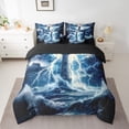 thumbnail image 2 of Manfei Ocean Nautical Theme Twin Bedding Sets 7pcs,Lighthouse Bedding Comforter Set 7pcs,Lightning Cloud Sheet Sets,Microfiber Room Decoration Reversible, 2 of 7