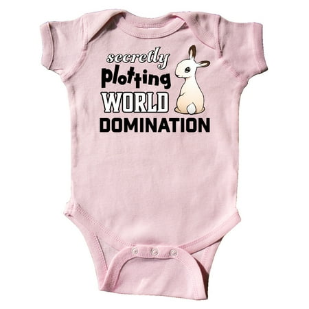 

Inktastic Secretly Plotting World Domination Cute Bunny Gift Baby Boy or Baby Girl Bodysuit