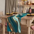 thumbnail image 2 of Teal Marble Table Runner, Modern Abstract Gold Fluid Art Washable Cotton Linen Table Runners 36 Inches Long, Dresser Scarf Runner for Nightstand/End Tables/Round Tables 13''x36'', 2 of 9