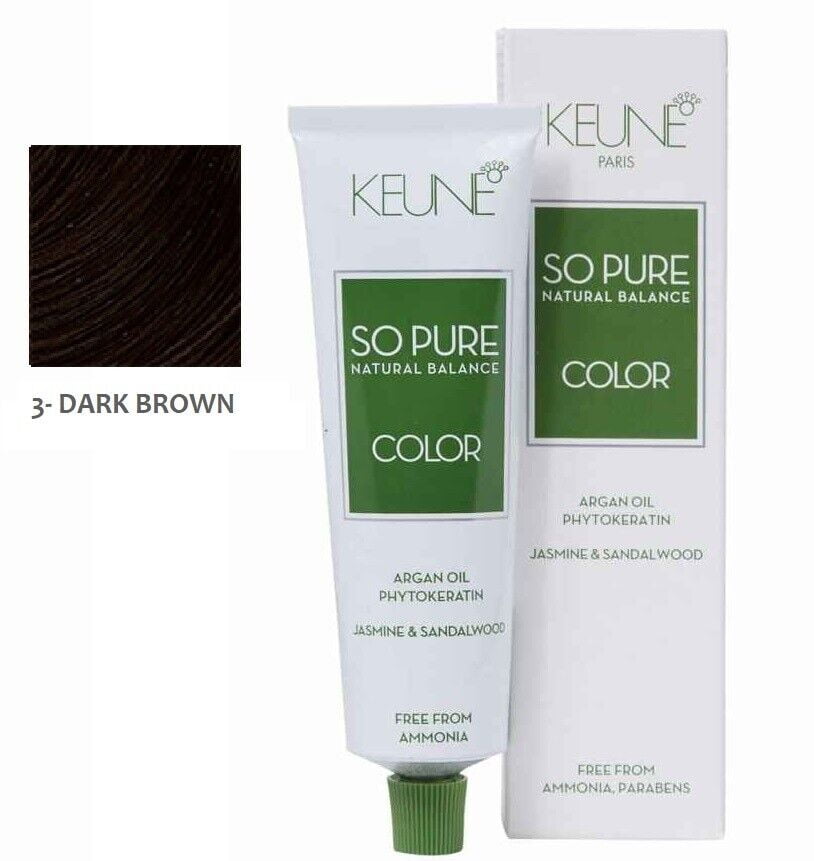 Keune HAIR COLOR Tinta Color & So Pure 60ml/ 2.0oz, 3Dark Brown (So Pure)