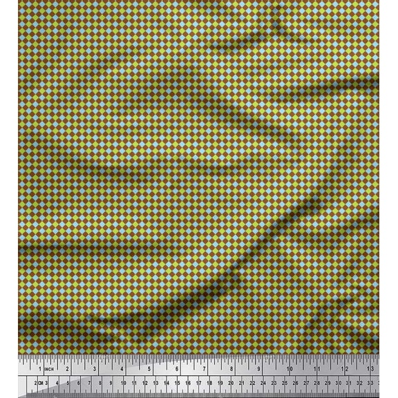 Soimoi Brown Rayon Fabric Diamond Geometric Print Fabric by the Yard 56 Inch Wide