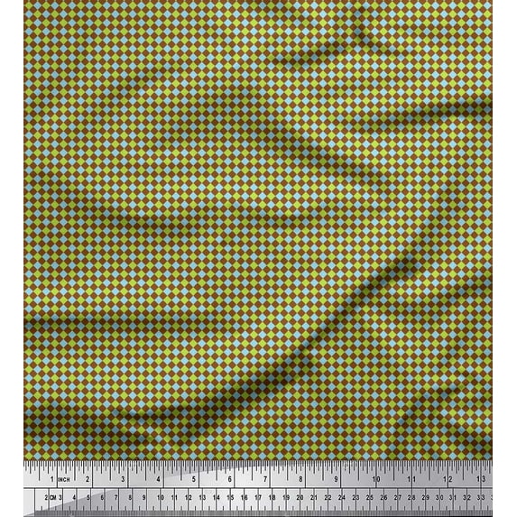 Soimoi Brown Poly Georgette Fabric Diamond Geometric Print Sewing Fabric Yard 52 Inch Wide