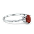thumbnail image 2 of Halo Oval Fashion Ring Garnet CZ Accent 925 Sterling Silver Size 10, 2 of 6